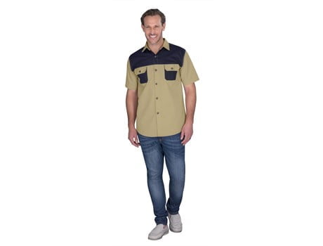 Mens Short Sleeve Serengeti 2-Tone Bush Shirt Bush and Outdoor Gear