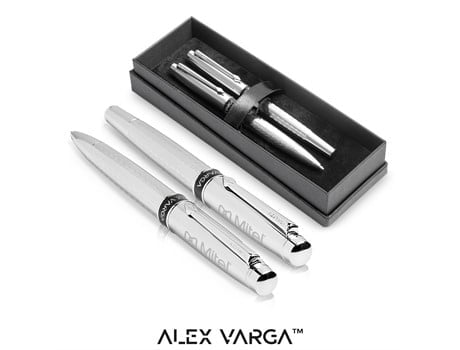 Alex Varga Cygnus Ball Pen & Rollerball Set – Silver Only Giftsets