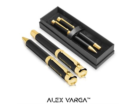 Alex Varga Corona Ball Pen & Rollerball Set – Black Only Giftsets