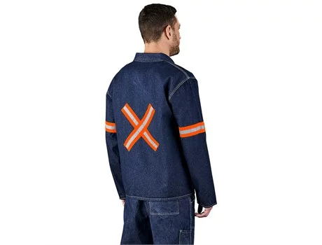 Cast Premium 100% Cotton Denim Jacket – Reflective Arms & Back – Orange Tape Workwear and Hospitality 3