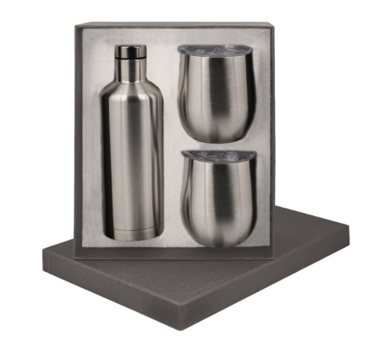 Manhattan Flask x2 Mugs Gift Set-White Hampers & Gift Sets