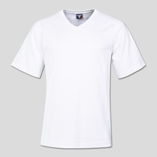 170g Combed Cotton V-neck T-shirt – White – While Stocks Last ON SALE