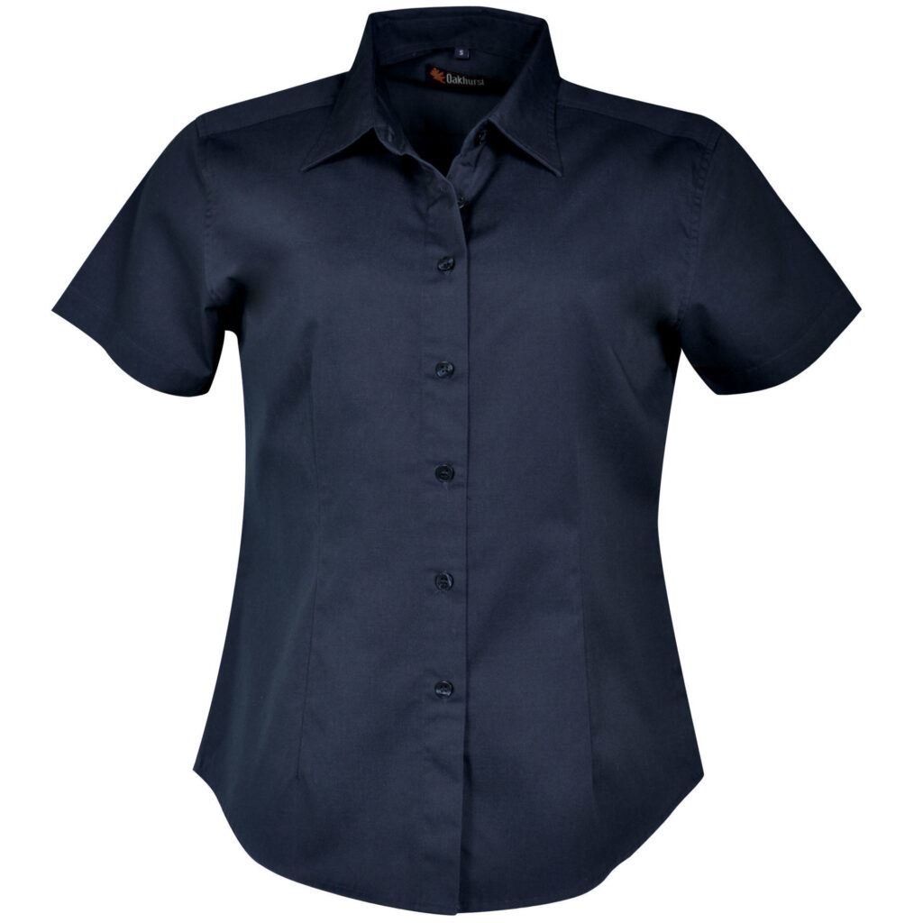 Ladies Classic Woven Shirt Short Sleeve – Navy MADE IN SA