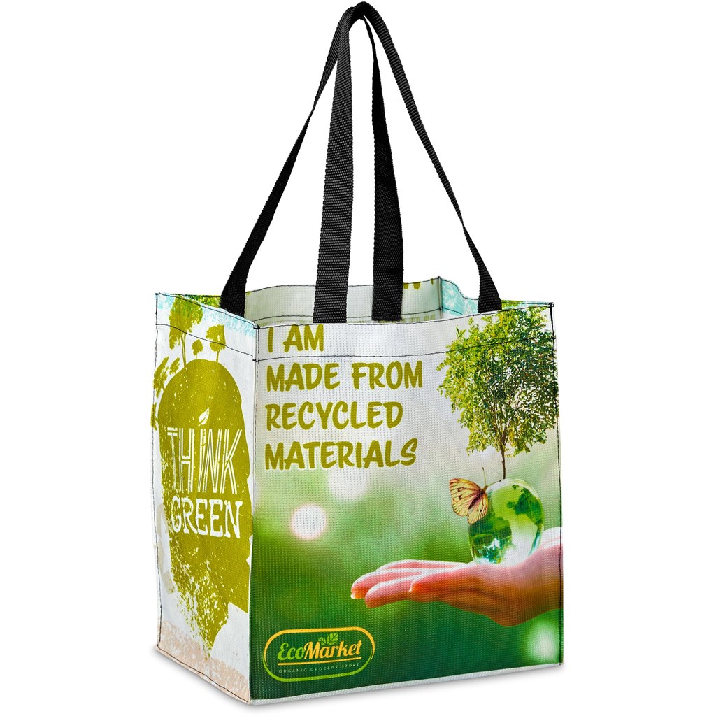 Pre-Printed Sample Hoppla Gateway Recycled PET Stitch-Bond Shopper Corporate Gifting