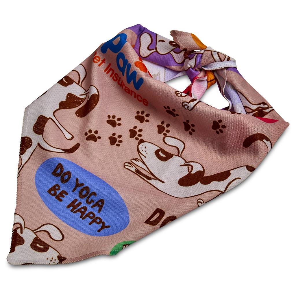 Pre-Printed Sample Hoppla Bosco Large Polyester Dog Bandana Custom Lifestyle