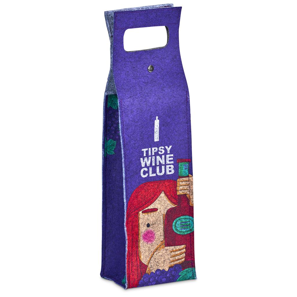 Hoppla Velto RPET Felt Single Wine Bottle Carrier Corporate Gifting