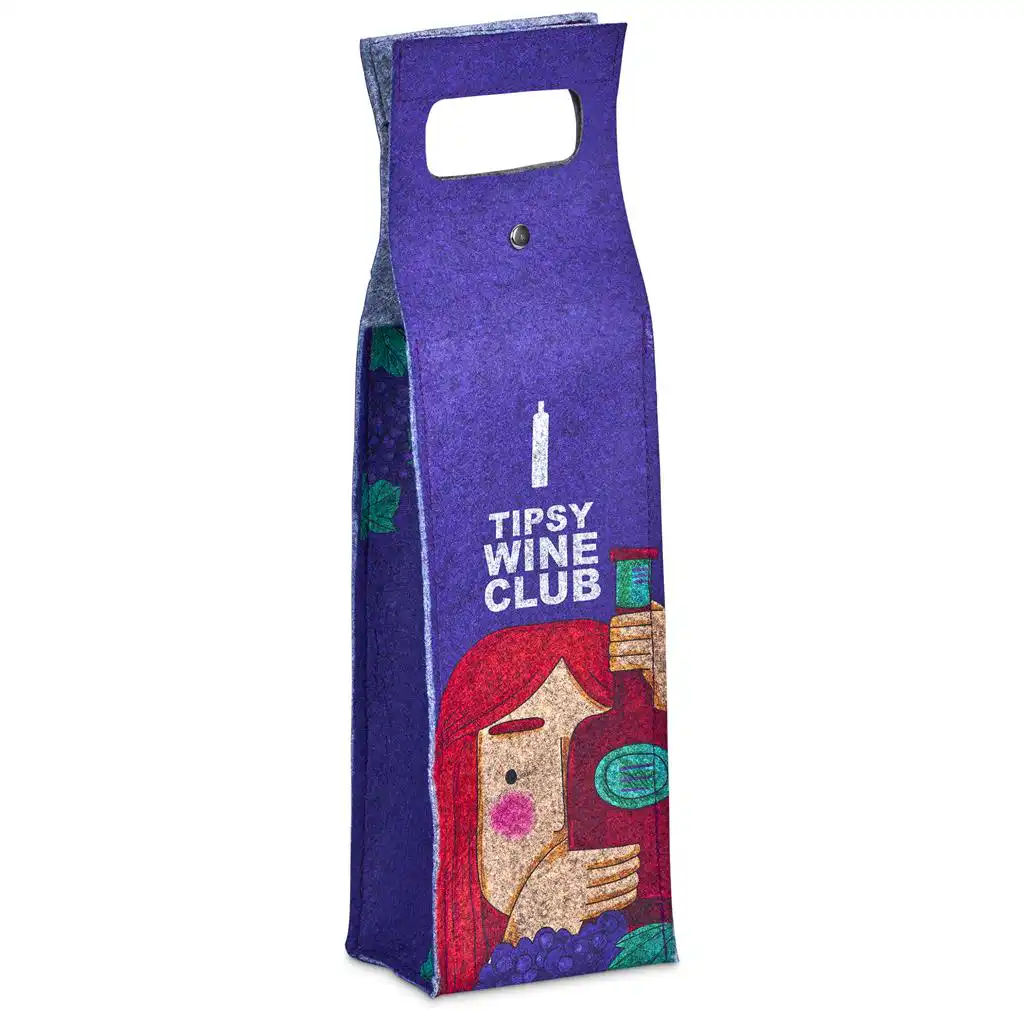 Hoppla Velto RPET Felt Single Wine Bottle Carrier Corporate Gifting