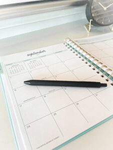 Year-end corporate gifts planning- a desk calendar open to September