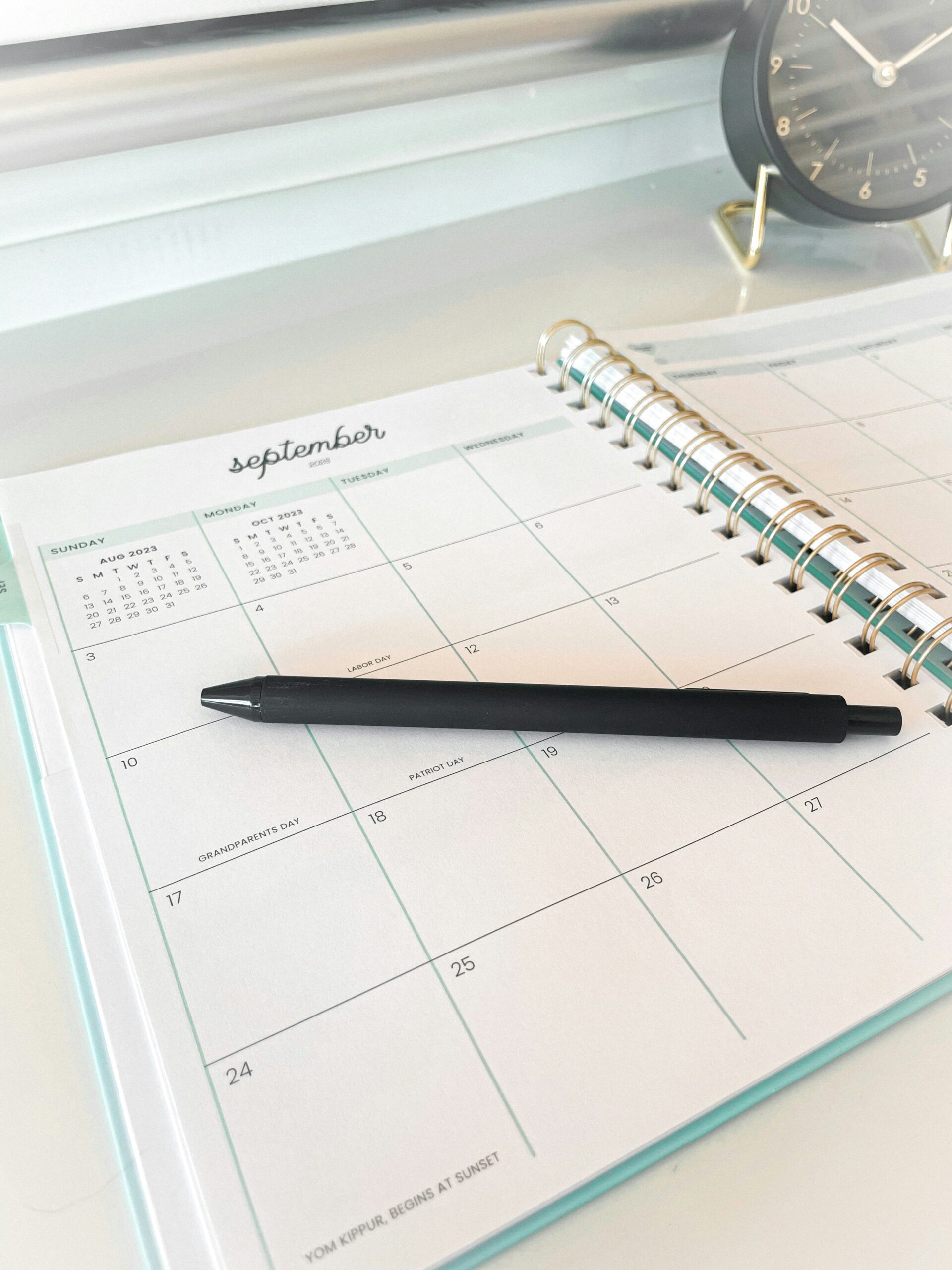 Year-end corporate gifts planning- a desk calendar open to September